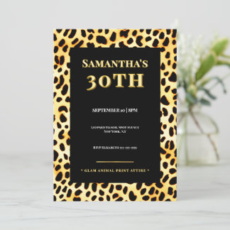 Invitación de cumpleaños número 30 con piel de leo
