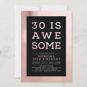 Invitación de cumpleaños número 30 con tipografía 
