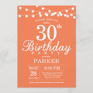 Invitación de cumpleaños número 30 Coral