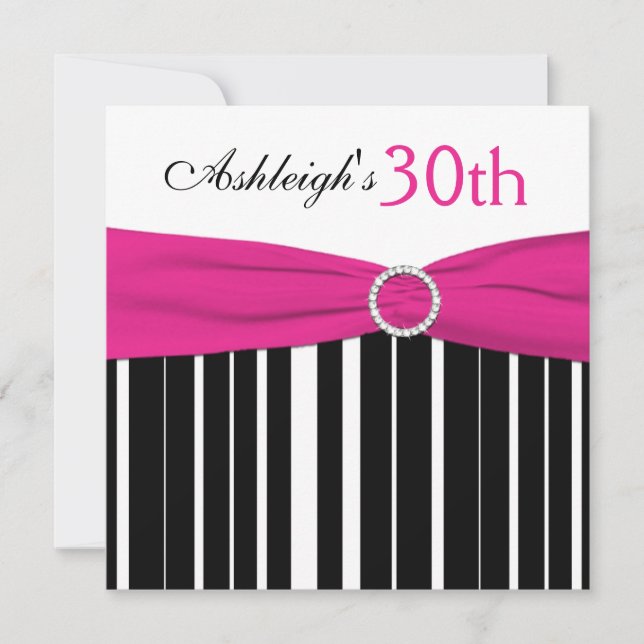 Invitación de cumpleaños número 30 de color blanco (Anverso)
