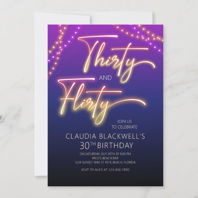 Invitación de cumpleaños número 30 de Flirty (Anverso)