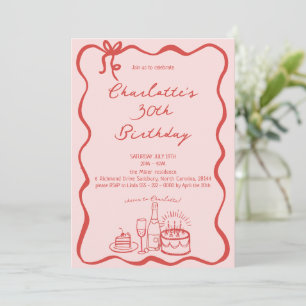 Invitación de cumpleaños número 30 de la mano roja