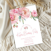 Invitación de Cumpleaños número 30 de Peonía Rosa