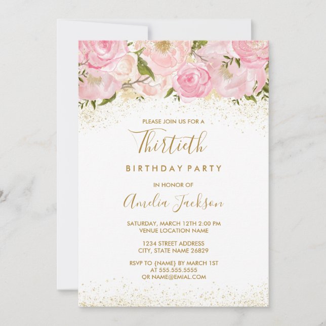 Invitación de cumpleaños número 30 de Rosa Brillo  (Anverso)
