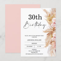 Invitación de cumpleaños número 30 de Rubor Boho P