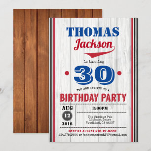 Invitación de cumpleaños número 30 del béisbol. Ho