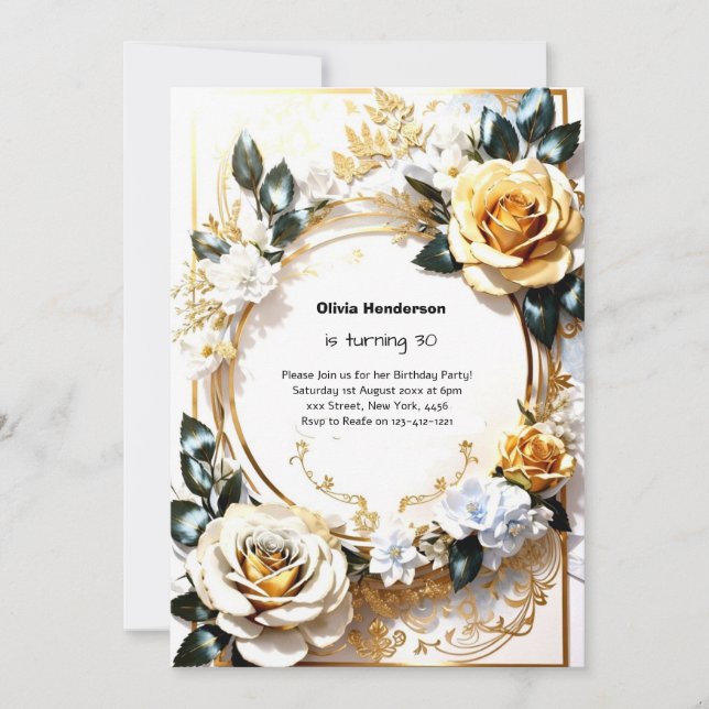 Invitación de cumpleaños número 30 del personaliza (Anverso)