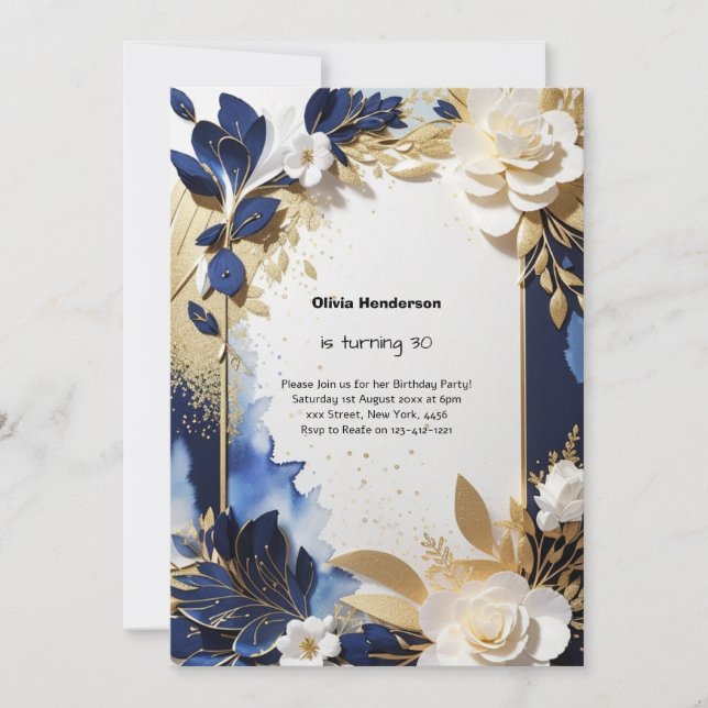 Invitación de cumpleaños número 30 del personaliza (Anverso)