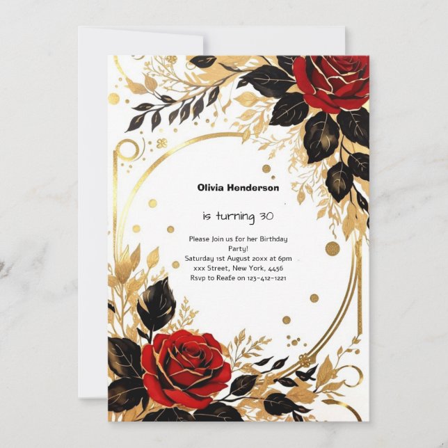 Invitación de cumpleaños número 30 del personaliza (Anverso)