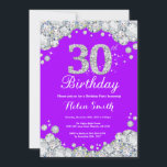 Invitación de cumpleaños número 30 Diamante morado<br><div class="desc">Invitación de cumpleaños número 30. Diamante Diamante de imitación morado y plateado. Elegante Bash cumpleaños. Cumpleaños de adultos. Cumpleaños de las mujeres. Cumpleaños de los hombres.
Para más personalización,  haga clic en el botón "Personalizar" y utilice nuestra herramienta de diseño para modificar esta plantilla.</div>