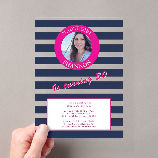 Invitación de cumpleaños número 30 elegante con fr (Insitu (portátil))