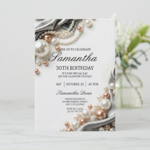 Invitación de cumpleaños número 30 elegante con pe