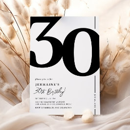 Invitación de cumpleaños número 30 elegante en bla