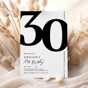 Invitación de cumpleaños número 30 elegante en bla
