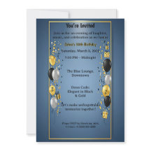 Invitación de cumpleaños número 30 elegante en neg