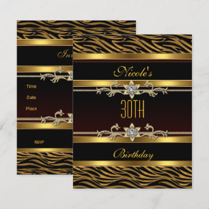 Invitación de cumpleaños número 30 elegante en oro