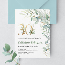 Invitación de cumpleaños número 30 elegante rosa y