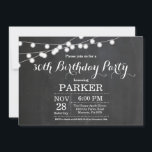 Invitación de cumpleaños número 30 en pizarra<br><div class="desc">Invitación de cumpleaños número 30 con luces de cuerda de fondo de pizarra. 13 15 16 18 21 30 40 50 60 70 80 90 100,  cualquier edad. Para personalizar aún más,  haga clic en el botón "Personalizar" y use nuestra herramienta de diseño para modificar esta plantilla.</div>