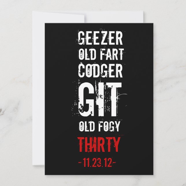 Invitación de cumpleaños número 30 - Gezers y viej (Anverso)