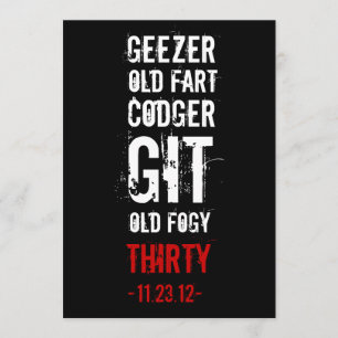 Invitación de cumpleaños número 30 - Gezers y viej