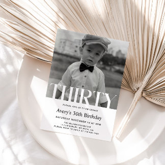 Invitación de cumpleaños número 30 minimalista par