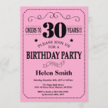 Invitación de cumpleaños número 30: negro y rosa<br><div class="desc">Tipografía negra y rosa invitación a los 30 años. Fondo negro y rosa. Cumpleaños de adultos. Cumpleaños de hombres o mujeres. Invite a un niño o Chica Lady Teen Teenage Bday. 13a 15a 16a 18a 20a 30a 40a 50a 60a 70a 80a 90a 100a. Cualquier edad. Para más personalización, haga clic...</div>