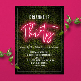 Invitación de cumpleaños número 30 neon treinta