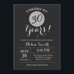 Invitación de cumpleaños número 30 Purpurina negro<br><div class="desc">30 cumpleaños - Tarjeta Purpurina de color negro y plata.
Para más personalización,  haga clic en el botón "Personalizar" y utilice nuestra herramienta de diseño para modificar esta plantilla.</div>