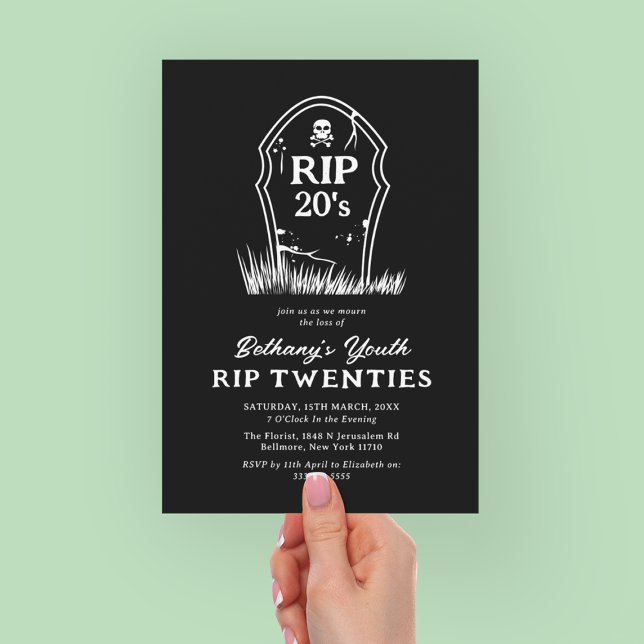 Invitación de cumpleaños número 30 "RIP 20s" (Subido por el creador)