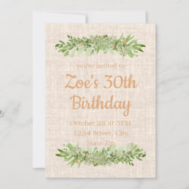 Invitación de cumpleaños número 30 – Verdor de lin