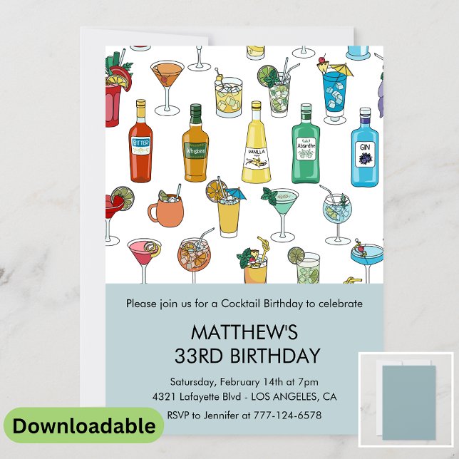 invitación de cumpleaños número 33 Cocktail Contem (Subido por el creador)