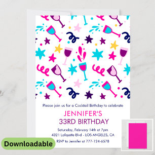 invitación de cumpleaños número 33 Cocktail Modern