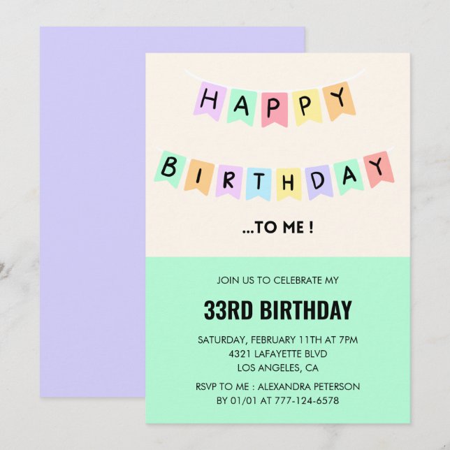 invitación de cumpleaños número 33 divertida feliz (Anverso / Reverso)