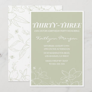 invitación de cumpleaños número 33 Floral Moderna 