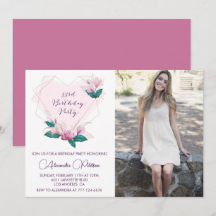 invitación de cumpleaños número 33 Foto Flor elega