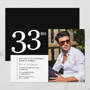 invitación de cumpleaños número 33 Foto Hombres Bl