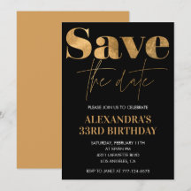 invitación de cumpleaños número 33 Guarde la fecha