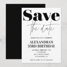 invitación de cumpleaños número 33 Guarde la fecha