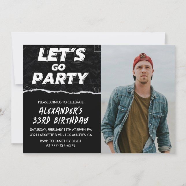 invitación de cumpleaños número 33 Hombres Foto Ne (Anverso)