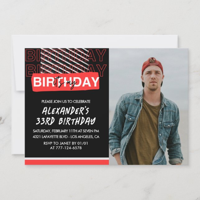 invitación de cumpleaños número 33 para hombres fi (Anverso)