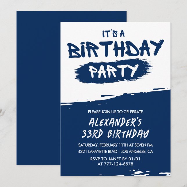 invitación de cumpleaños número 33 para hombres Gr (Anverso / Reverso)