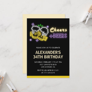Invitación de cumpleaños número 34 con Cheers Beer