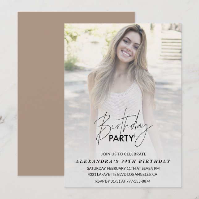 Invitación de cumpleaños número 34 Fiesta de cumpl (Anverso / Reverso)