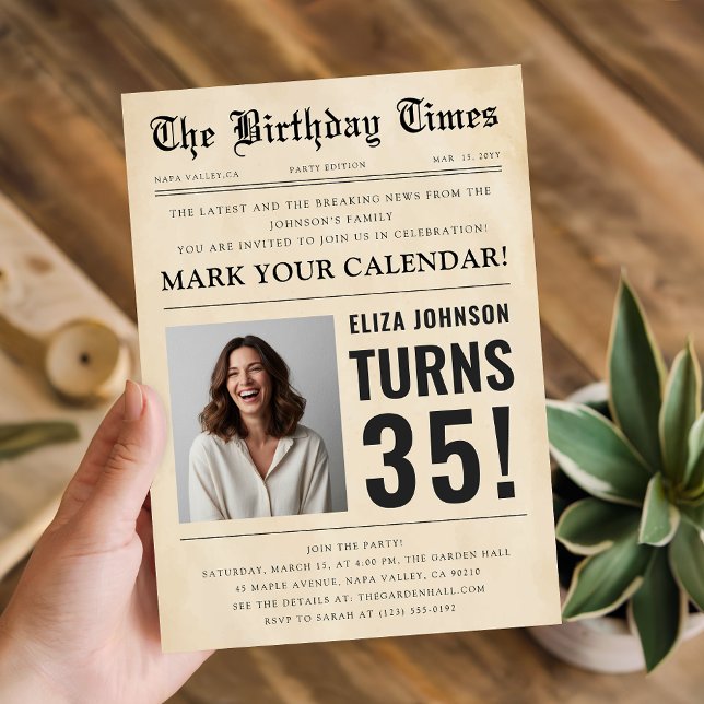 Invitación de cumpleaños número 35 con foto person (Subido por el creador)