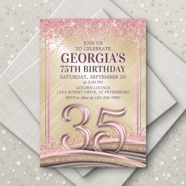Invitación de cumpleaños número 35 de Womens Glam (Subido por el creador)