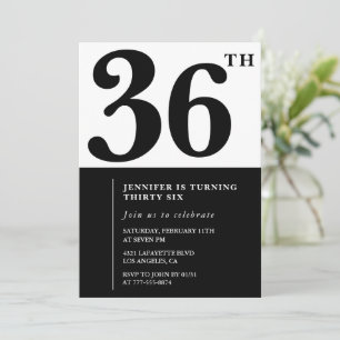 Invitación de cumpleaños número 36 elegante chica