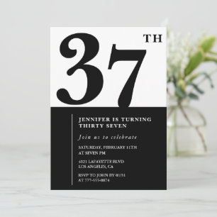 Invitación de cumpleaños número 37 elegante para c