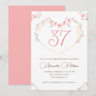 Invitación de cumpleaños número 37 floral boho acu