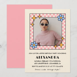 Invitación de cumpleaños número 39 con foto floral