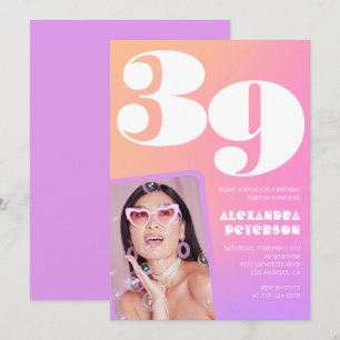 Invitación de cumpleaños número 39 con gradiente r